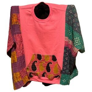NWOT Vintage KiGi Couture KANTHA Upcycled Poncho BoHo Sweatshirt (S-3XL)